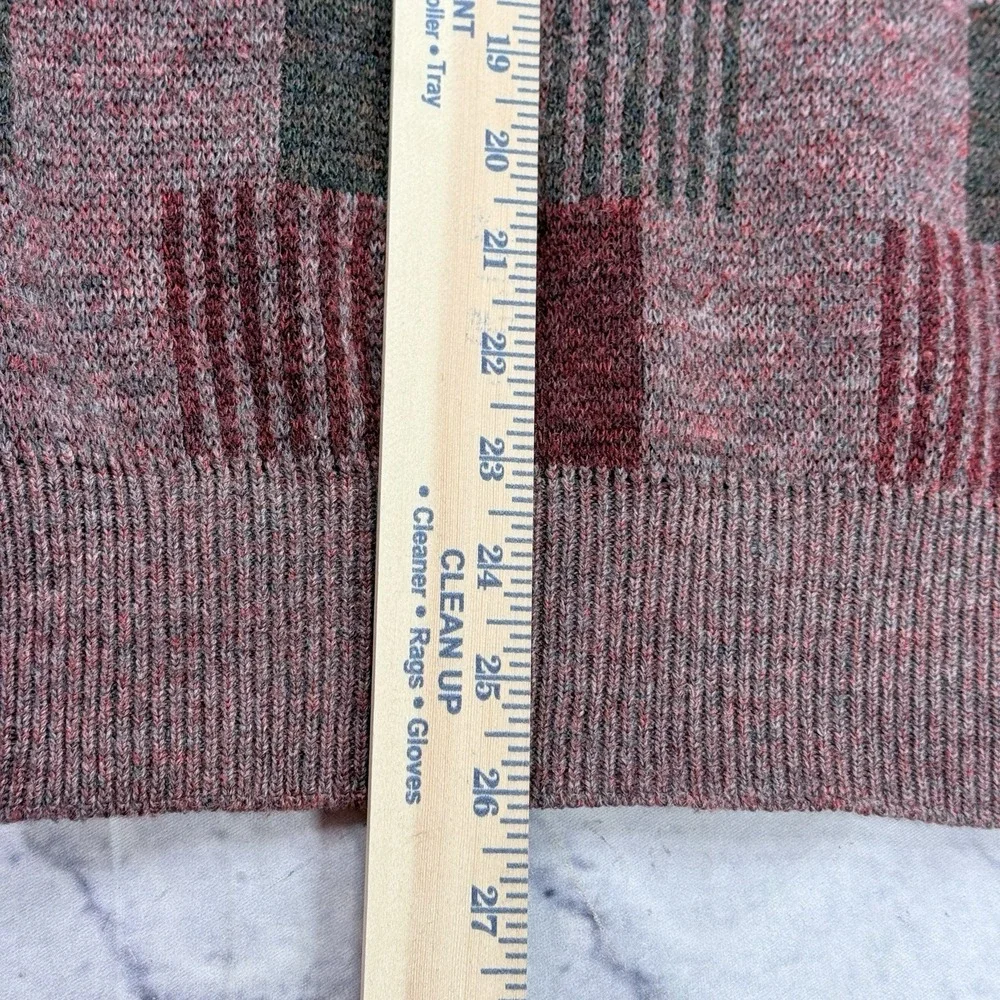 Vintage 80s Jantzen Wool‎ Blend Sweater Men's M Red V Neck Geometric USA Dad